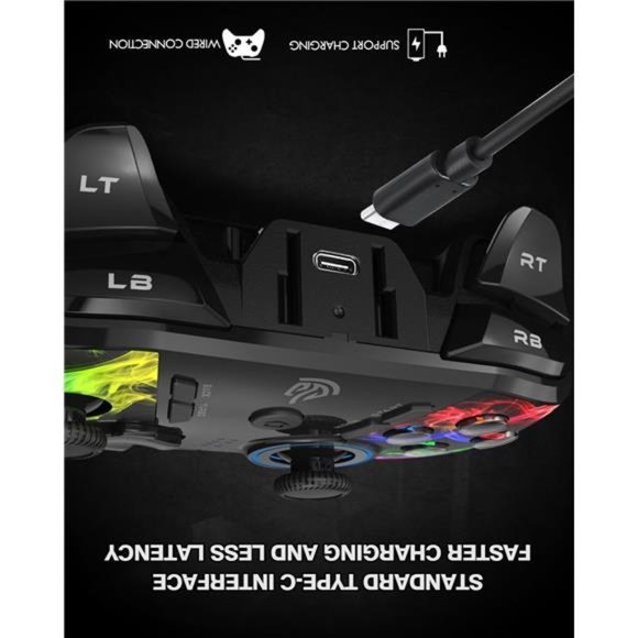 PC Wireless Controller, Gaming Controller with Dual Vibration and 4 Programmable - Picture 5 of 7